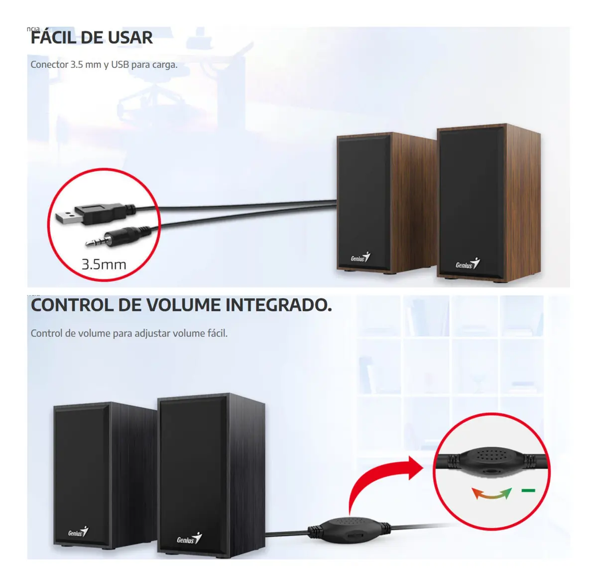 Parlante para pc Genius Sp-hf180 6 W USB Madera - Imagen 3